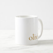 Mug Monogramme classique élégant minimal or blanc (Devant droit)