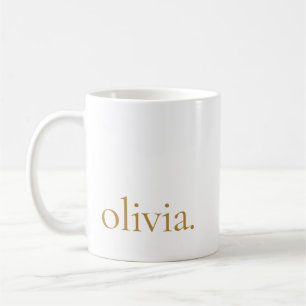 Mug Monogramme classique élégant minimal or blanc