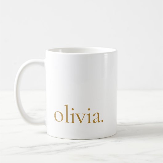 Mug Monogramme classique élégant minimal or blanc (Gauche)
