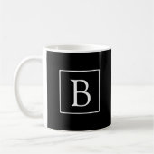 Mug Monogramme Classique Simple | Noir avec Texte Blan (Gauche)