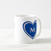 Mug Monogramme cœur bleu rose simple moderne (Devant droit)