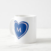 Mug Monogramme cœur bleu rose simple moderne (Devant gauche)