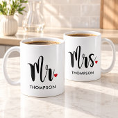 Mug Monogramme Cœur de M. Calligraphie Moderne