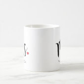 Mug Monogramme cœur de Mme Calligraphie moderne (Centre)