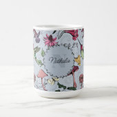 Mug Monogramme Colibri, Fleurs, Jardin des champignons (Centre)