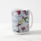 Mug Monogramme Colibri, Fleurs, Jardin des champignons (Devant droit)