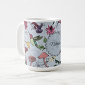 Mug Monogramme Colibri, Fleurs, Jardin des champignons (Devant gauche)