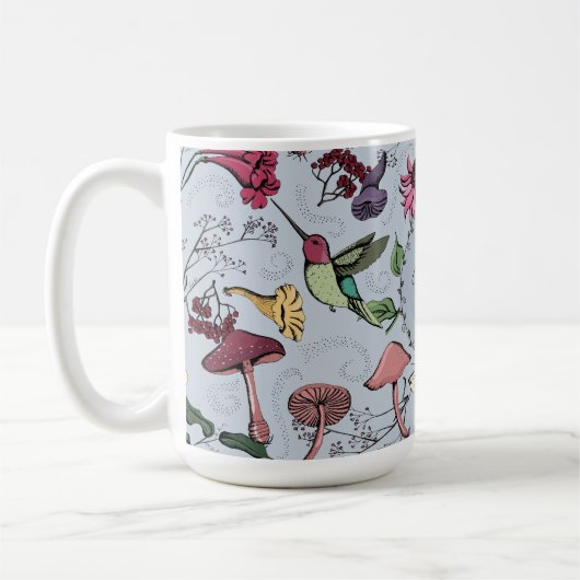 Mug Monogramme Colibri, Fleurs, Jardin des champignons (Gauche)