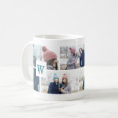 Mug Monogramme Collage photo multiple Disposition phot (Devant gauche)