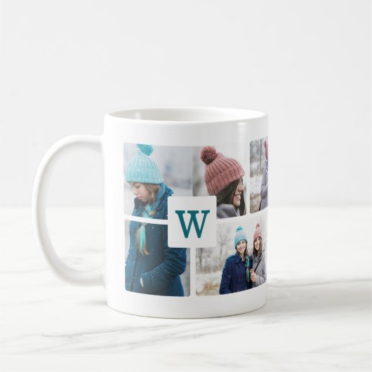 Mug Monogramme Collage photo multiple Disposition phot (Gauche)