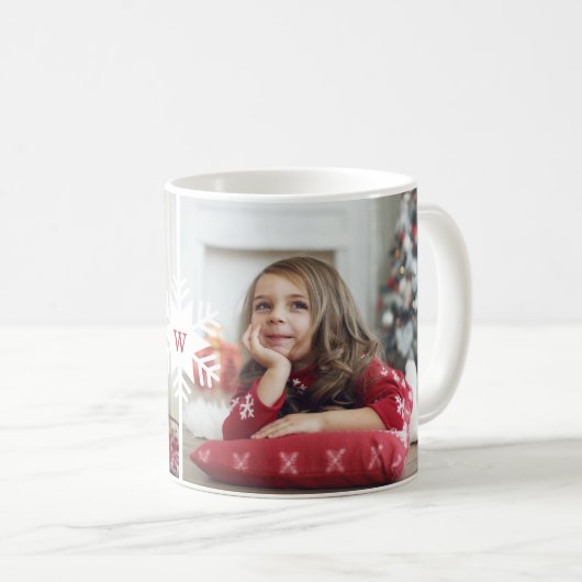 Mug Monogramme Collage photo multiple Disposition phot (Devant droit)
