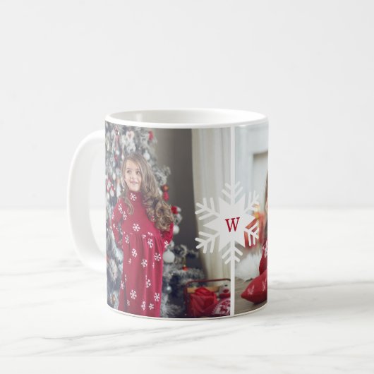 Mug Monogramme Collage photo multiple Disposition phot (Devant gauche)