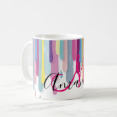 Mug Monogramme coloré d'abrégé sur égoutture de (Devant gauche)