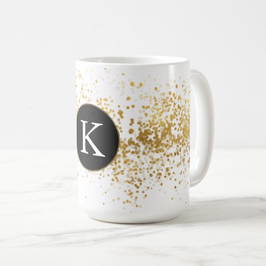 Mug Monogramme Confetti Or (Devant droit)
