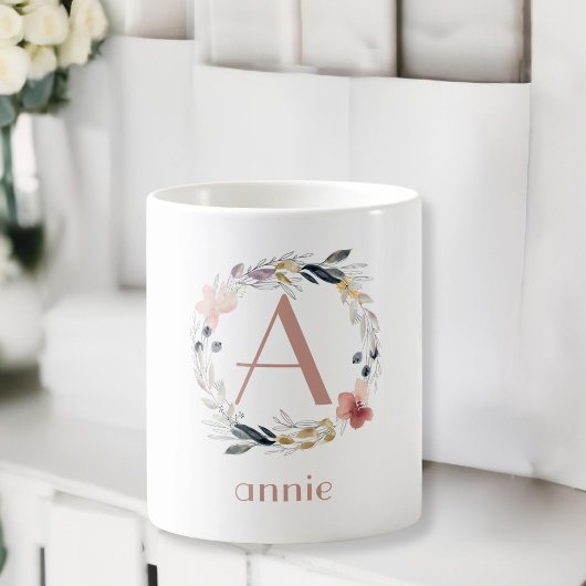 Mug Monogramme Confiture de café floral spécifique au 