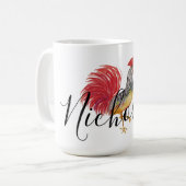 Mug Monogramme Coq Rouge (Devant gauche)