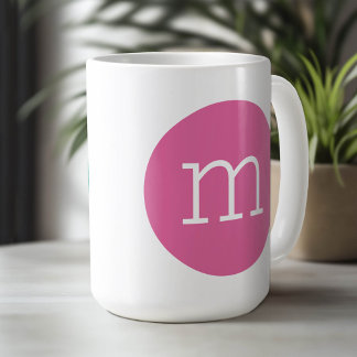 Mug Monogramme Coque inférieur avec cercle - rose et T