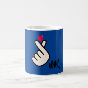 Mug Monogramme coréen K-pop Heart Blue