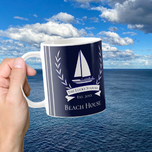 Mug Monogramme côtier de la marine nautique