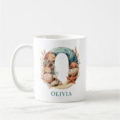 Mug Monogramme côtier personnalisé O Initial Beach (Gauche)