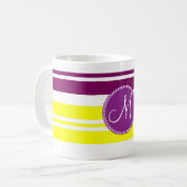 Mug Monogramme couleur Neon arc-en-ciel rayures Motif (Devant gauche)