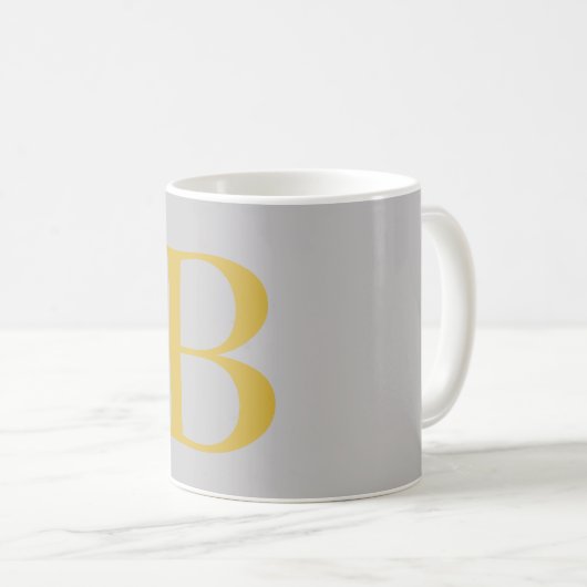 Mug Monogramme couleur or gris moderne Ajouter un nom (Devant droit)