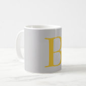 Mug Monogramme couleur or gris moderne Ajouter un nom (Devant gauche)