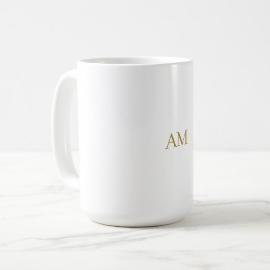Mug Monogramme couleur or Initiales Calligraphie Pro (Devant gauche)