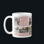 Mug Monogramme couple initial wath moderne élégant<br><div class="desc">Monogramme couple initial wreath moderne élégante maison familiale cadeau personnalisé rose et blanc design mug. Fait partie d'une collection moderne simple et classe.</div>