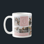 Mug Monogramme couple initial wath moderne élégant<br><div class="desc">Monogramme couple initial wreath moderne élégante maison familiale cadeau personnalisé rose et blanc design mug. Fait partie d'une collection moderne simple et classe.</div>