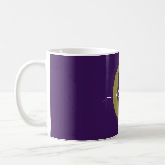 Mug Monogramme customisé Nom du script Purple White Go (Gauche)