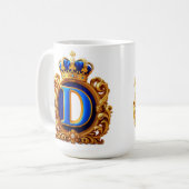 Mug Monogramme D en lettre royale bleue (Devant gauche)