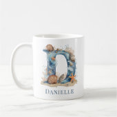Mug Monogramme D Initial de Plage Personnalisé (Gauche)