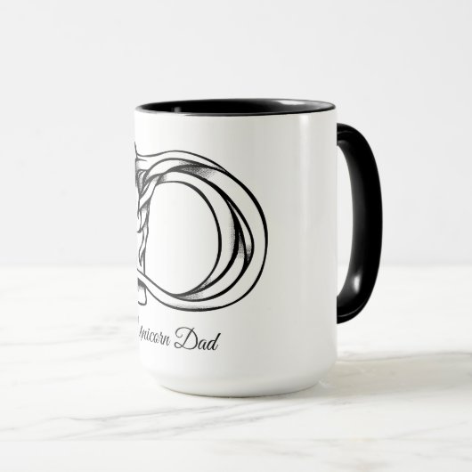 Mug Monogramme D Unicorn papa ou votre texte (Devant droit)