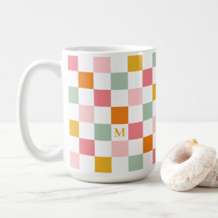 Mug Monogramme damier coloré