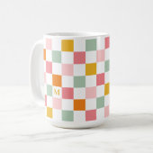 Mug Monogramme damier coloré (Devant gauche)