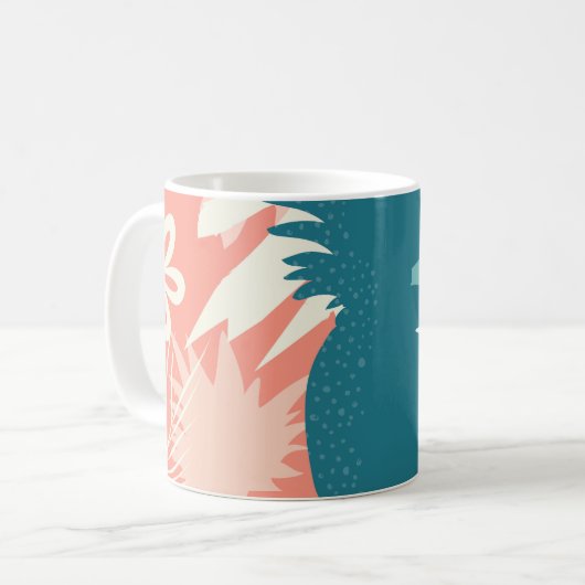 Mug Monogramme d'ananas hawaïen tropical (Devant gauche)