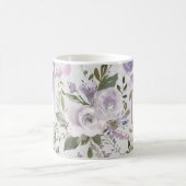 Mug Monogramme d'aquarelle des Roses floraux pourpres  (Centre)