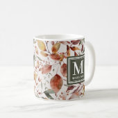 Mug Monogramme d'aquarelle Feuille orange de automne (Devant droit)
