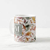 Mug Monogramme d'aquarelle Feuille orange de automne (Devant gauche)