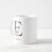 Mug Monogramme d'aquarelle florale bohème (Devant gauche)