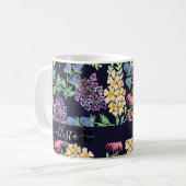 Mug Monogramme d'aquarelle florale Fleur sauvage (Devant gauche)