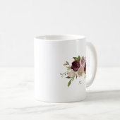 Mug Monogramme d'aquarelle florale rose-bourgogne mode (Devant droit)