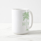 Mug Monogramme d'arbre de palmier vert et blanc Palmet (Devant droit)