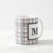 Mug Monogramme d'argent gris-rouge plaqué (Devant droit)
