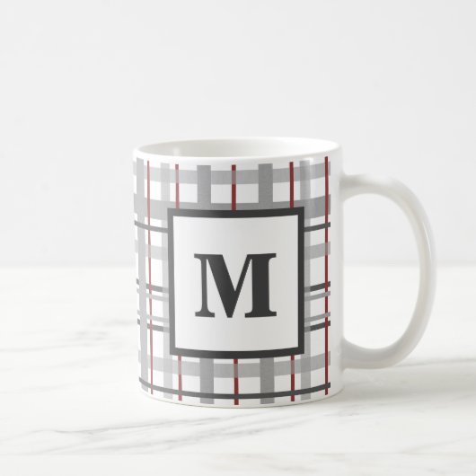 Mug Monogramme d'argent gris-rouge plaqué (Droite)
