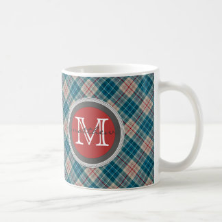 Mug Monogramme d'arrière - plan de plaid de rouge bleu