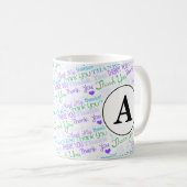 Mug Monogramme d'art en Merci (Devant droit)