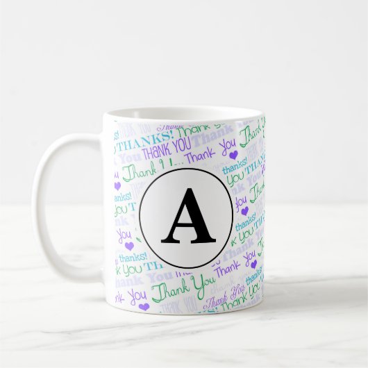 Mug Monogramme d'art en Merci (Gauche)
