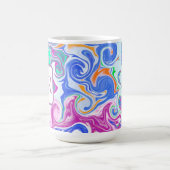 Mug Monogramme d'art fluvial bleu, orange, violet et T (Centre)